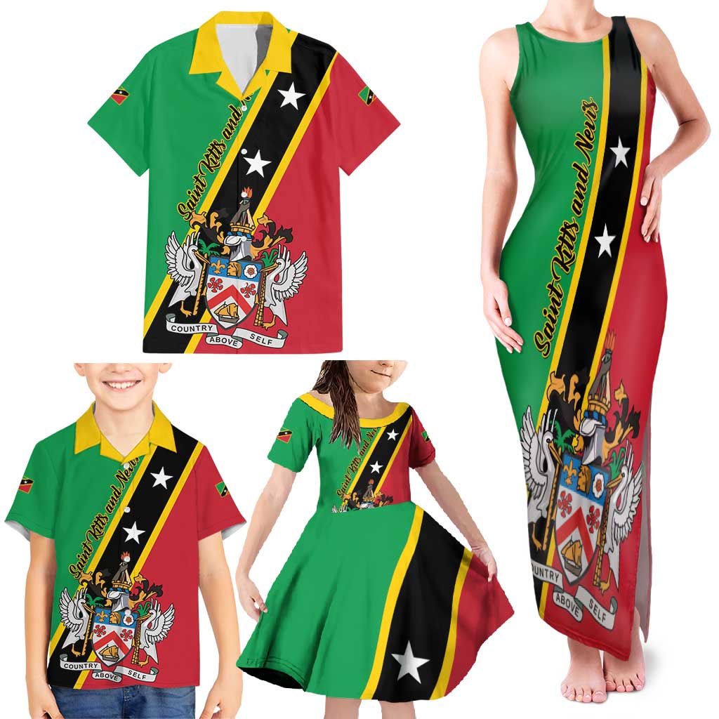 Saint Kitts and Nevis Family Matching Tank Maxi Dress and Hawaiian Shirt Country Above Self - Wonder Print Shop