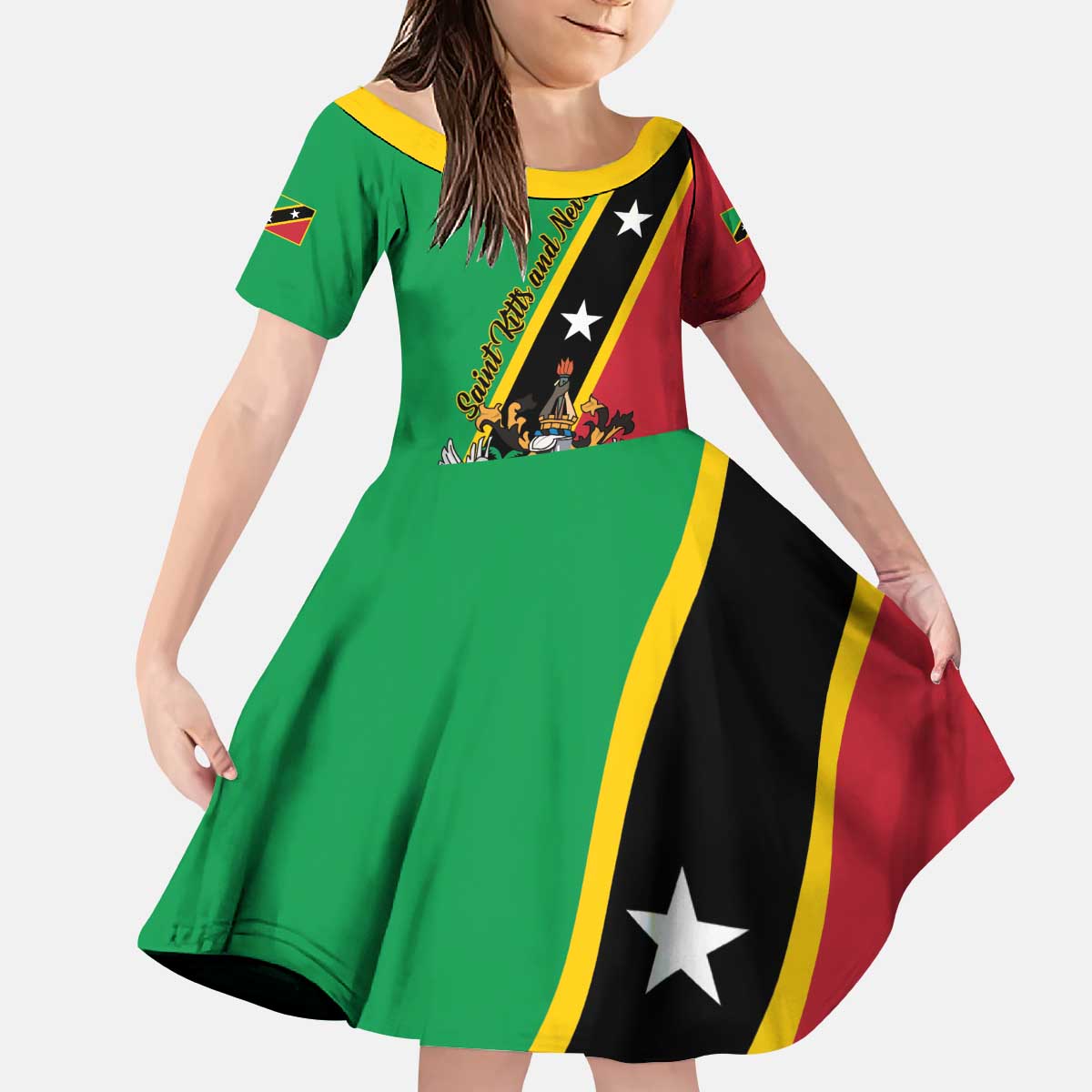 Saint Kitts and Nevis Kid Short Sleeve Dress Country Above Self - Wonder Print Shop