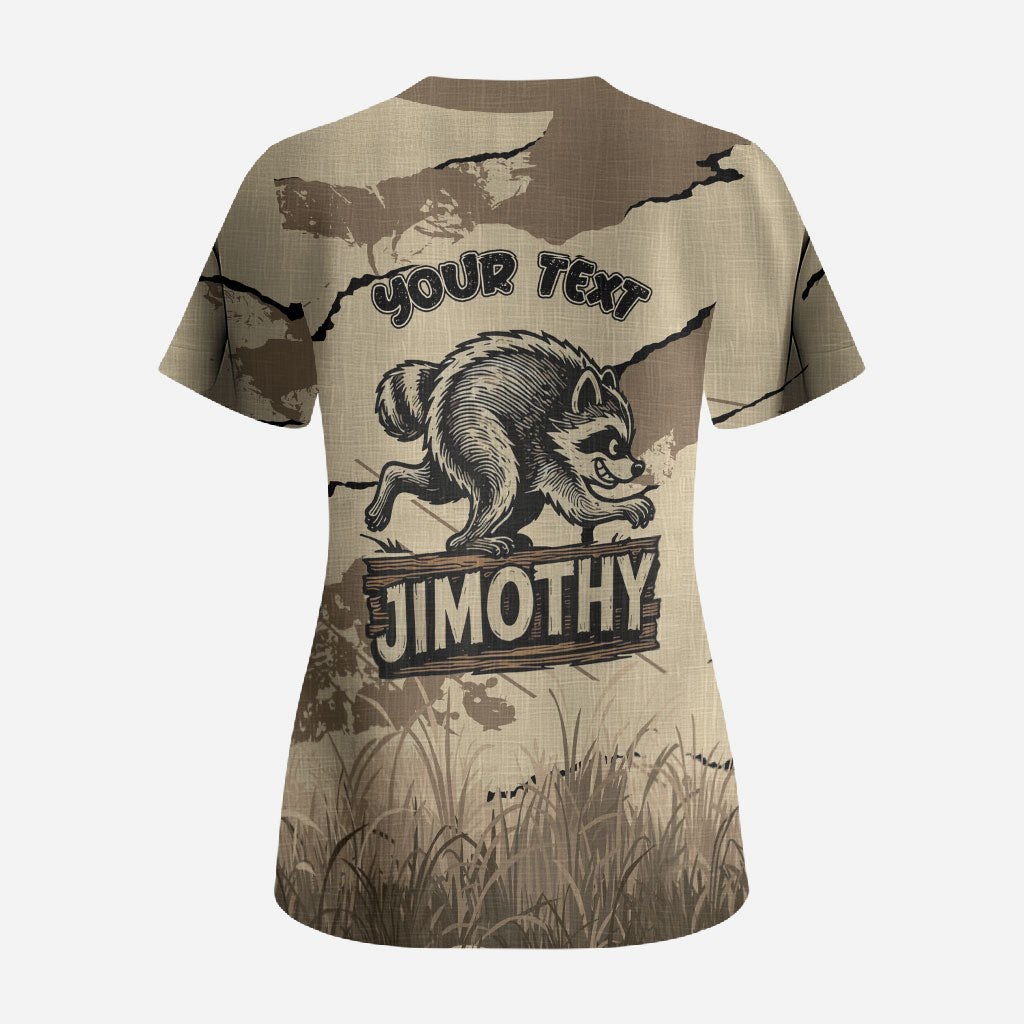 Personalized Jimothy the Raccoon Scrub Top Midnight Snack Patrol