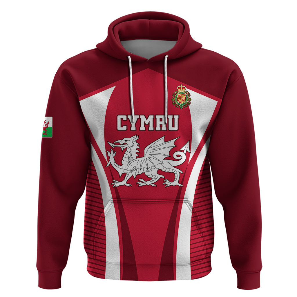 Wales Rugby Hoodie Three Feathers Dragon 2023 World Cup - Wonder Print Shop