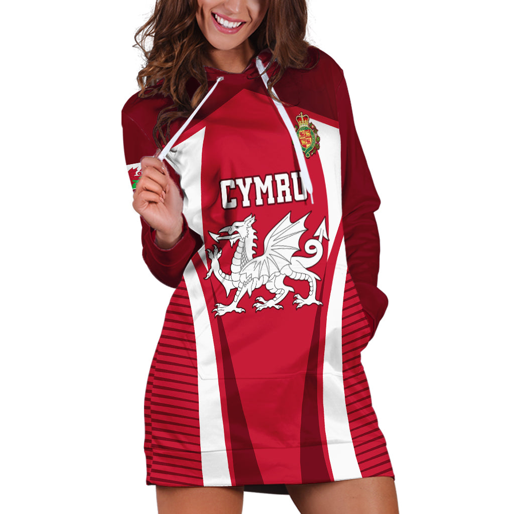 Wales Rugby Hoodie Dress Three Feathers Dragon 2023 World Cup - Wonder Print Shop