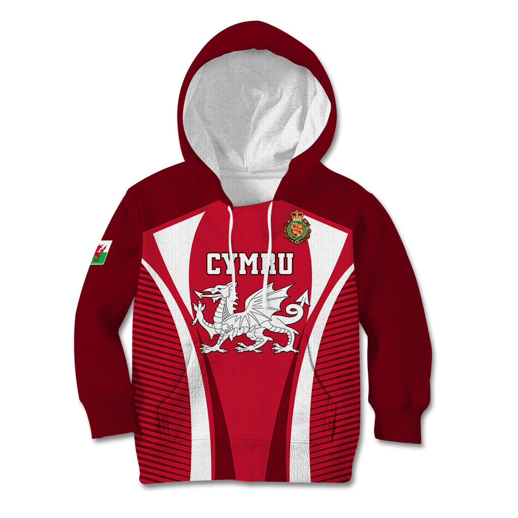 Wales Rugby Kid Hoodie Three Feathers Dragon 2023 World Cup - Wonder Print Shop