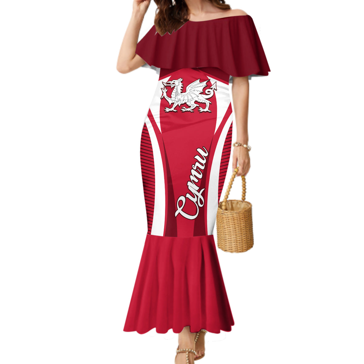 Wales Rugby Mermaid Dress Three Feathers Dragon 2023 World Cup - Wonder Print Shop