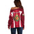 Wales Rugby Off Shoulder Sweater Three Feathers Dragon 2023 World Cup - Wonder Print Shop