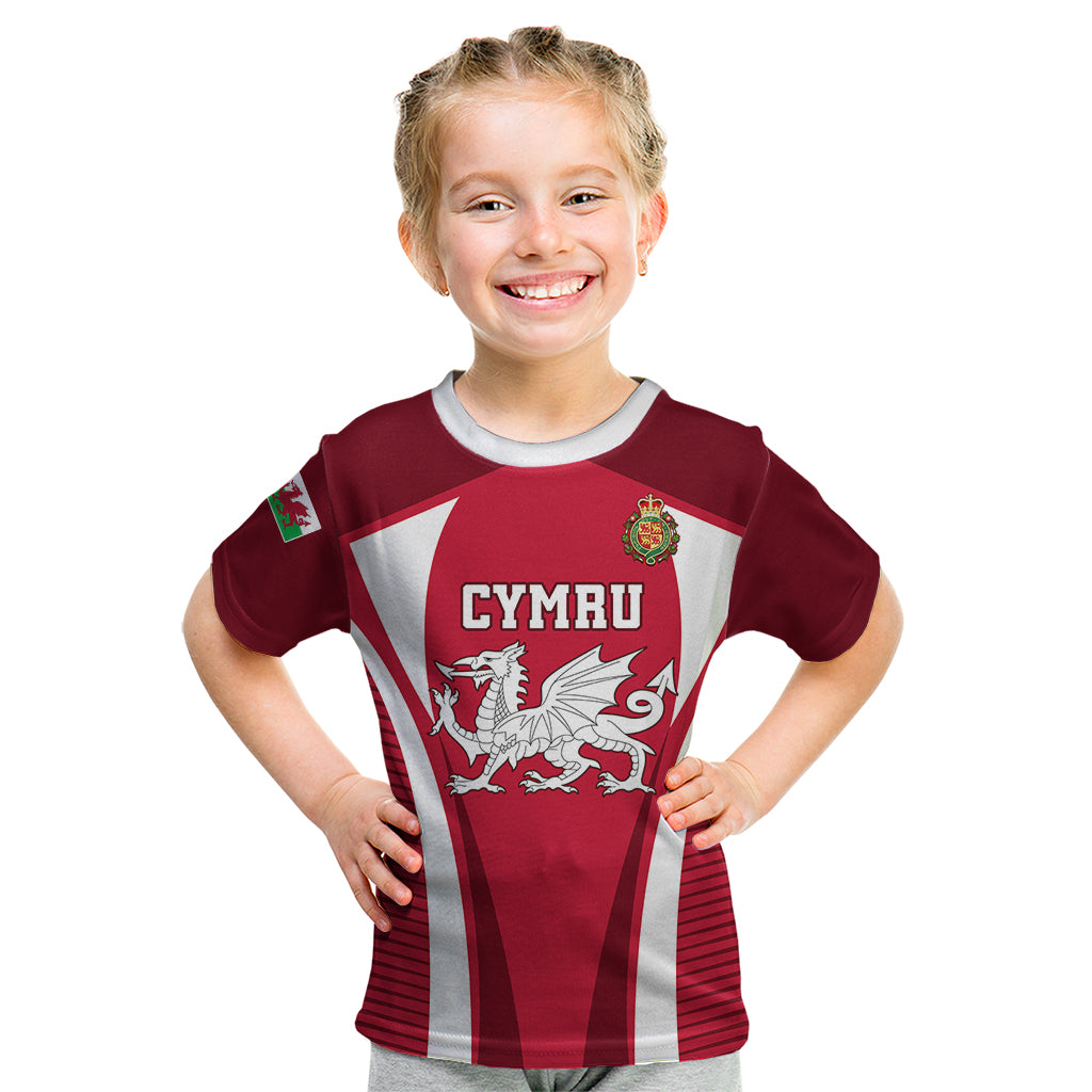 Custom Wales Rugby Kid T Shirt Three Feathers Dragon 2023 World Cup - Wonder Print Shop