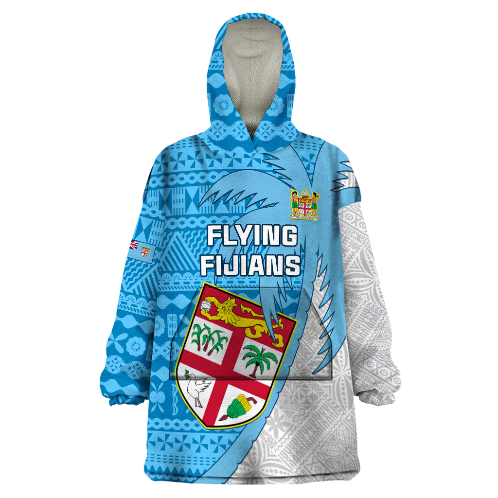 Fiji Rugby Wearable Blanket Hoodie Come On Fijian Tapa Pattern - Wonder Print Shop