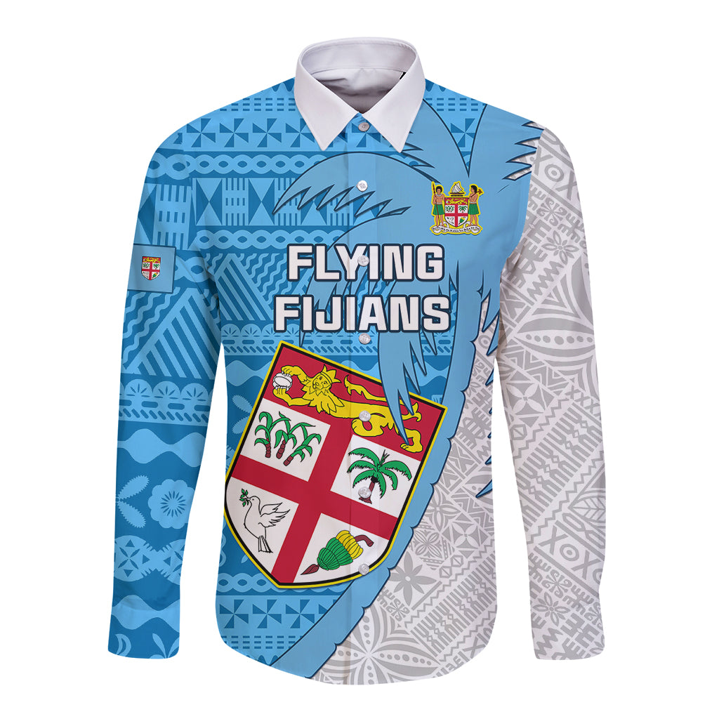 Custom Fiji Rugby Long Sleeve Button Shirt Come On Fijian Tapa Pattern - Wonder Print Shop