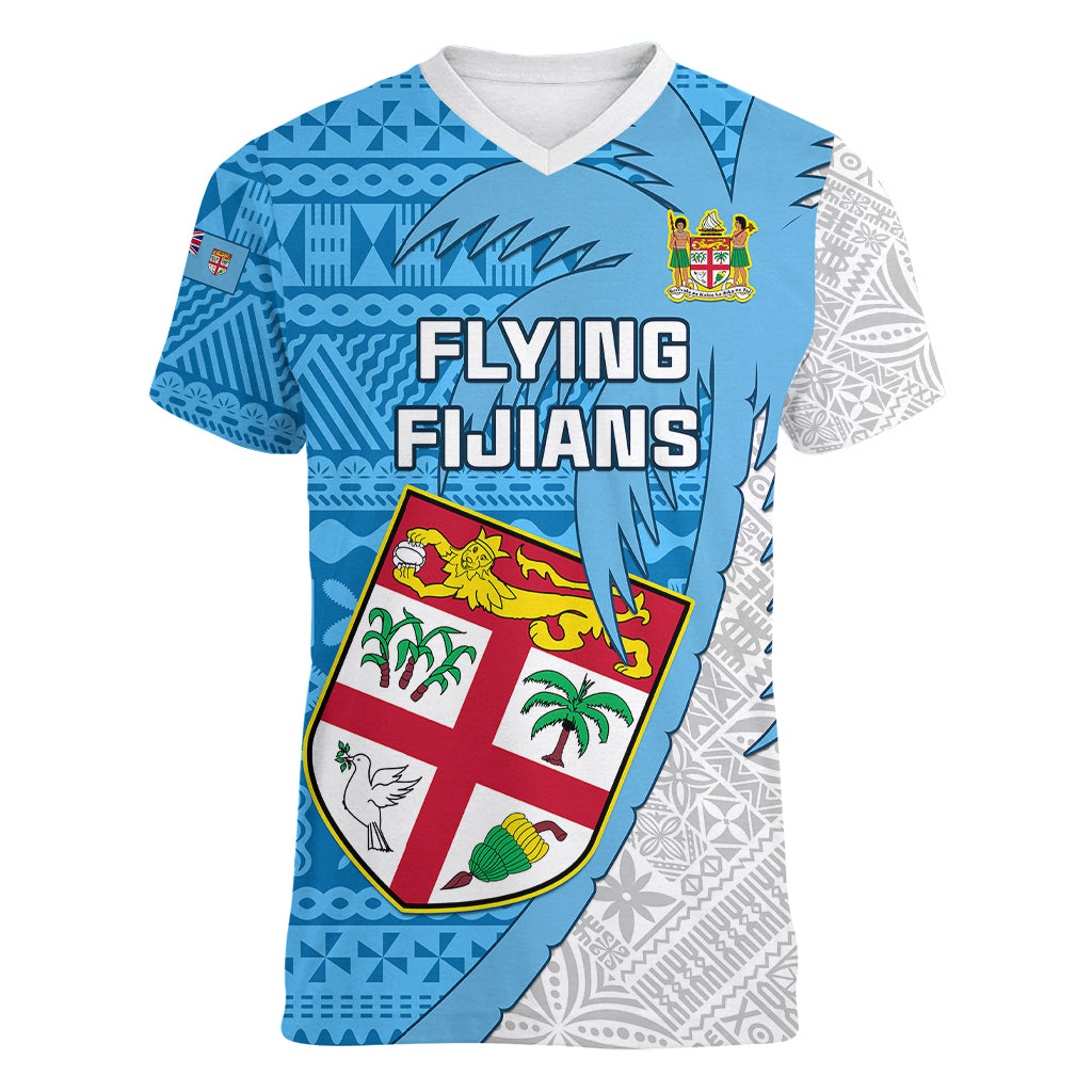 custom-fiji-rugby-women-v-neck-t-shirt-come-on-fijian-tapa-pattern