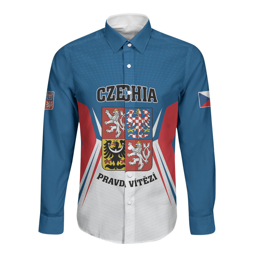 Personalized Czechia Long Sleeve Button Shirt Happy Independence Day
