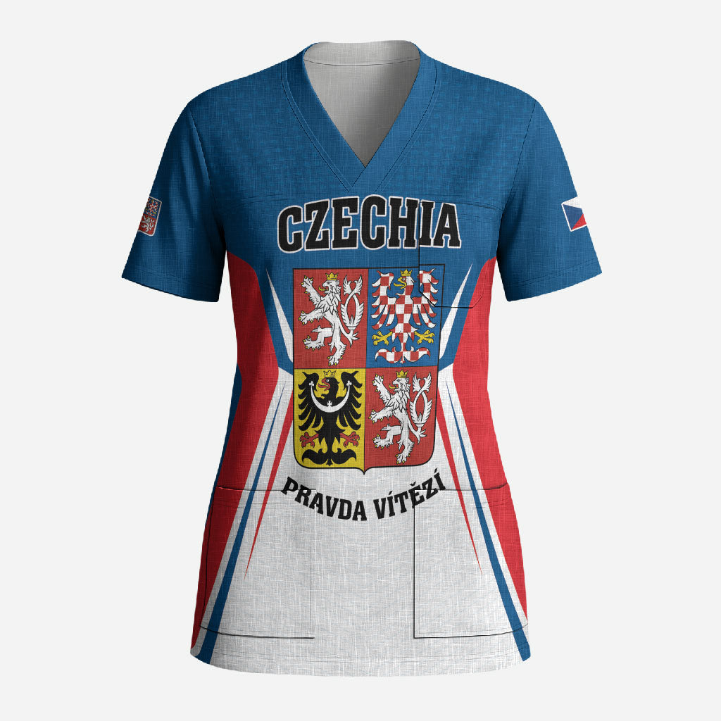 Personalized Czechia Scrub Top Happy Independence Day