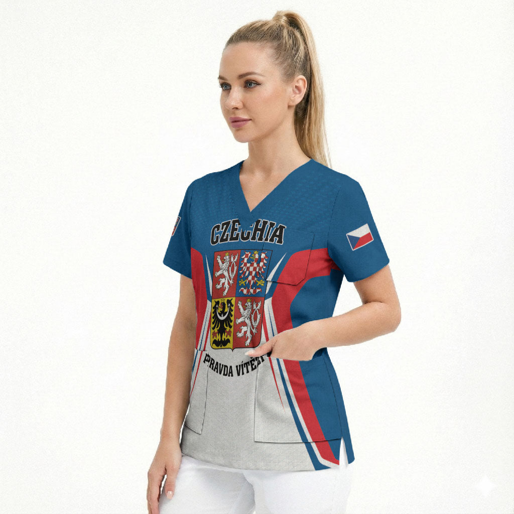 Personalized Czechia Scrub Top Happy Independence Day