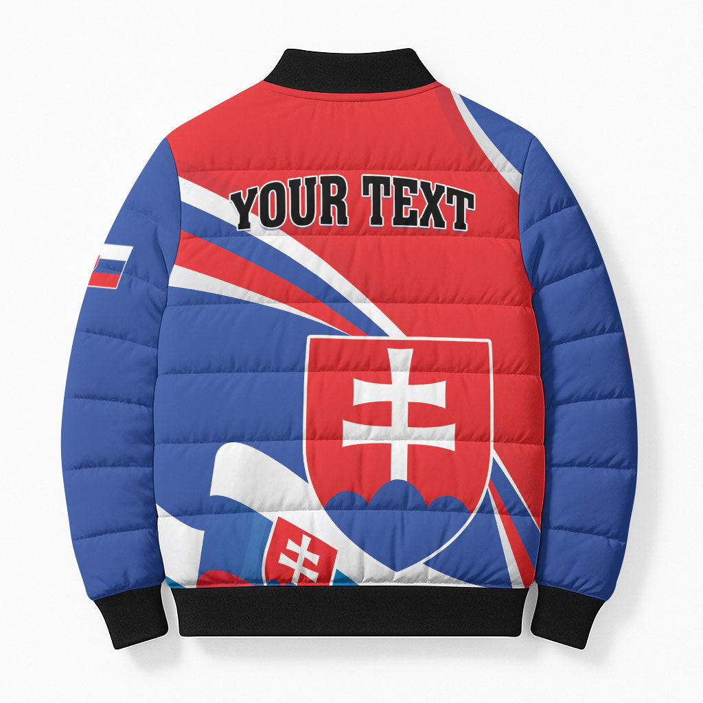 Personalized Slovakia Bomber Puffer Jacket Slovak Republic Flag Style