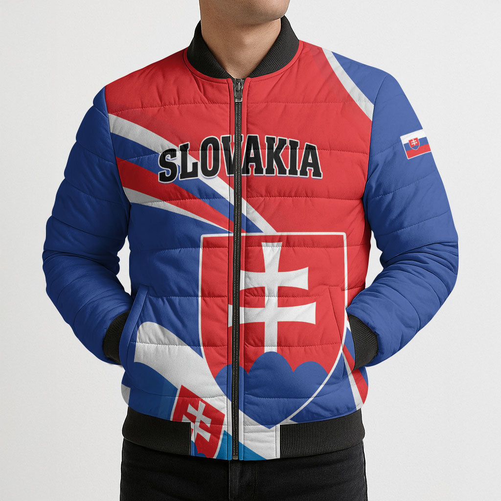 Personalized Slovakia Bomber Puffer Jacket Slovak Republic Flag Style