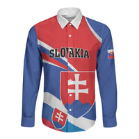 Personalized Slovakia Long Sleeve Button Shirt Slovak Republic Flag Style
