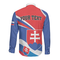 Personalized Slovakia Long Sleeve Button Shirt Slovak Republic Flag Style