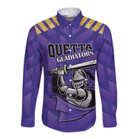 Custom Quetta Cricket Gladiators Long Sleeve Button Shirt One Force Purple Force - Wonder Print Shop