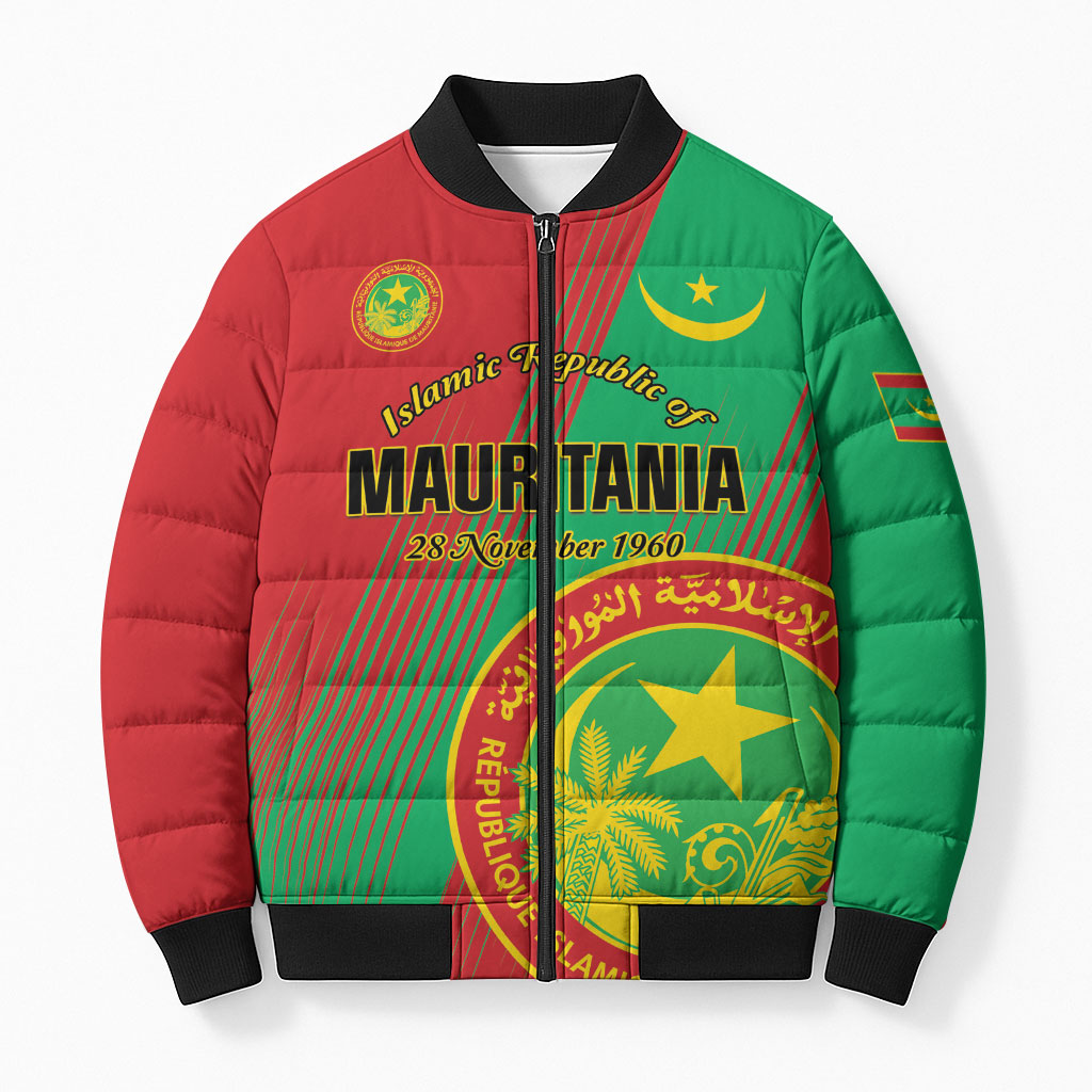 Personalized Islamic Republic of Mauritania Bomber Puffer Jacket Happy Independence Day