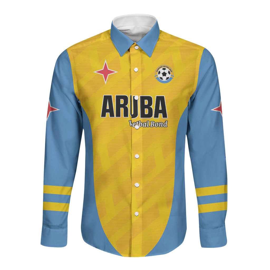 Custom Football Aruba 2026 Long Sleeve Button Shirt Arubaans Come On