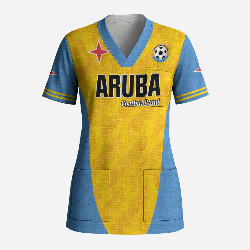 Custom Football Aruba 2026 Scrub Top Arubaans Come On
