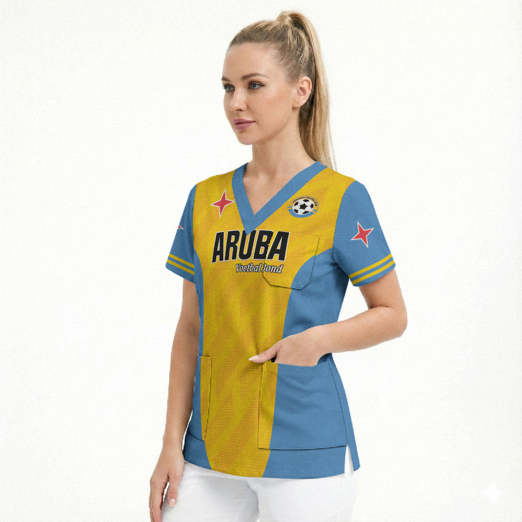 Custom Football Aruba 2026 Scrub Top Arubaans Come On