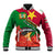 Personalised Suriname Independence Day Baseball Jacket Lesser Kiskadee With Scarlet Jungle Flame Flower - Wonder Print Shop