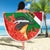 Suriname Independence Day Beach Blanket Lesser Kiskadee With Scarlet Jungle Flame Flower - Wonder Print Shop