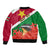 Personalised Suriname Independence Day Bomber Jacket Lesser Kiskadee With Scarlet Jungle Flame Flower - Wonder Print Shop