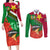 Personalised Suriname Independence Day Couples Matching Long Sleeve Bodycon Dress and Long Sleeve Button Shirt Lesser Kiskadee With Scarlet Jungle Flame Flower - Wonder Print Shop