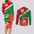 Personalised Suriname Independence Day Couples Matching Long Sleeve Bodycon Dress and Long Sleeve Button Shirt Lesser Kiskadee With Scarlet Jungle Flame Flower - Wonder Print Shop