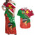 Personalised Suriname Independence Day Couples Matching Off Shoulder Maxi Dress and Hawaiian Shirt Lesser Kiskadee With Scarlet Jungle Flame Flower - Wonder Print Shop