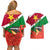 Personalised Suriname Independence Day Couples Matching Off Shoulder Short Dress and Hawaiian Shirt Lesser Kiskadee With Scarlet Jungle Flame Flower - Wonder Print Shop