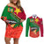 Personalised Suriname Independence Day Couples Matching Off Shoulder Short Dress and Long Sleeve Button Shirt Lesser Kiskadee With Scarlet Jungle Flame Flower - Wonder Print Shop