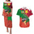 Personalised Suriname Independence Day Couples Matching Puletasi Dress and Hawaiian Shirt Lesser Kiskadee With Scarlet Jungle Flame Flower - Wonder Print Shop