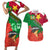 Personalised Suriname Independence Day Couples Matching Short Sleeve Bodycon Dress and Hawaiian Shirt Lesser Kiskadee With Scarlet Jungle Flame Flower - Wonder Print Shop