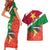 Personalised Suriname Independence Day Couples Matching Short Sleeve Bodycon Dress and Hawaiian Shirt Lesser Kiskadee With Scarlet Jungle Flame Flower - Wonder Print Shop