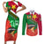 Personalised Suriname Independence Day Couples Matching Short Sleeve Bodycon Dress and Long Sleeve Button Shirt Lesser Kiskadee With Scarlet Jungle Flame Flower - Wonder Print Shop