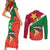 Personalised Suriname Independence Day Couples Matching Short Sleeve Bodycon Dress and Long Sleeve Button Shirt Lesser Kiskadee With Scarlet Jungle Flame Flower - Wonder Print Shop