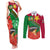 Personalised Suriname Independence Day Couples Matching Tank Maxi Dress and Long Sleeve Button Shirt Lesser Kiskadee With Scarlet Jungle Flame Flower - Wonder Print Shop