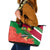 Suriname Independence Day Leather Tote Bag Lesser Kiskadee With Scarlet Jungle Flame Flower - Wonder Print Shop