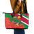 Suriname Independence Day Leather Tote Bag Lesser Kiskadee With Scarlet Jungle Flame Flower - Wonder Print Shop