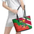 Suriname Independence Day Leather Tote Bag Lesser Kiskadee With Scarlet Jungle Flame Flower - Wonder Print Shop