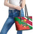 Suriname Independence Day Leather Tote Bag Lesser Kiskadee With Scarlet Jungle Flame Flower - Wonder Print Shop