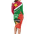 Personalised Suriname Independence Day Long Sleeve Bodycon Dress Lesser Kiskadee With Scarlet Jungle Flame Flower - Wonder Print Shop