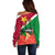 Personalised Suriname Independence Day Off Shoulder Sweater Lesser Kiskadee With Scarlet Jungle Flame Flower - Wonder Print Shop