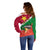 Personalised Suriname Independence Day Off Shoulder Sweater Lesser Kiskadee With Scarlet Jungle Flame Flower - Wonder Print Shop