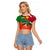 Personalised Suriname Independence Day Raglan Cropped T Shirt Lesser Kiskadee With Scarlet Jungle Flame Flower - Wonder Print Shop