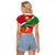 Personalised Suriname Independence Day Raglan Cropped T Shirt Lesser Kiskadee With Scarlet Jungle Flame Flower - Wonder Print Shop