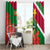 Suriname Independence Day Window Curtain Lesser Kiskadee With Scarlet Jungle Flame Flower - Wonder Print Shop