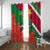 Suriname Independence Day Window Curtain Lesser Kiskadee With Scarlet Jungle Flame Flower - Wonder Print Shop