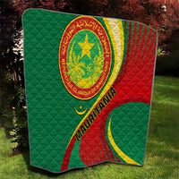 Mauritania quilt blanket with quilted diamond pattern and round national seal emblem